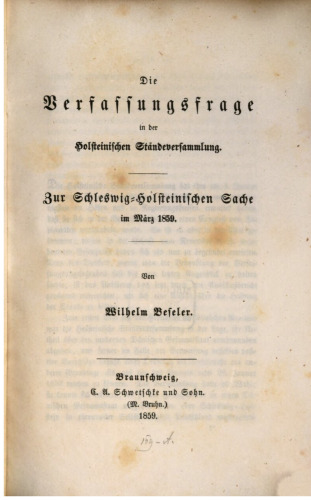 Die Verfassungsfrage in der Holsteinischen Ständeversammlung