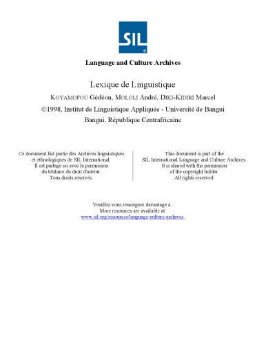 Lexique de Linguistique