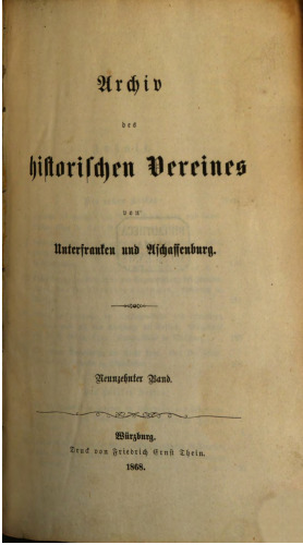 Archiv des Historischen Vereins von Unterfranken und Aschaffenburg