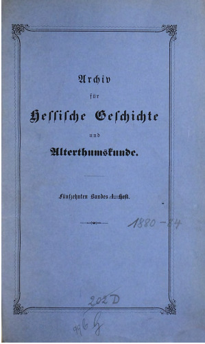Árchiv für Hessische Geschichte und Altertumskunde