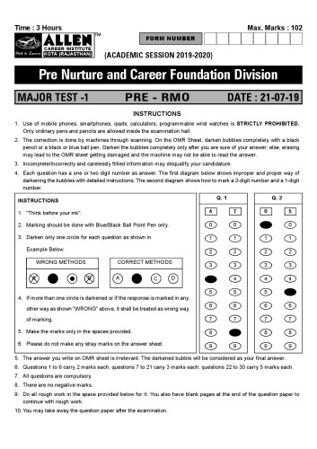 Allen PRMO/IOQM MOCK TEST 1