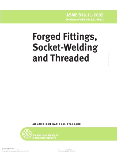 ASME B16 1.11-2005 Forged Fittings, Socket-Welding and Threaded