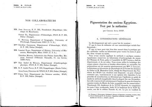 Pigmentation des anciens Egyptiens - Test par la mélanine