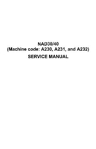NAD 30,40. (Machine code - A230, A231, and A232). Service manual