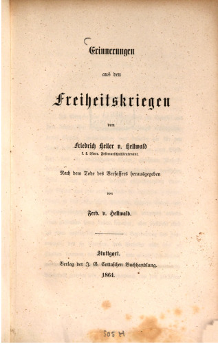 Erinnerungen aus den Freiheitskriegen