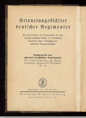 Das Landwehr-Infanterie-Regiment Nr. 48 im Welkriege