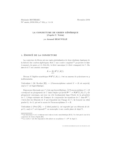 Séminaire Bourbaki, Vol. 46, 2003-2004, Exp. 924-937