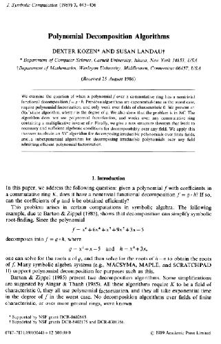 Polynomial decomposition algorithm