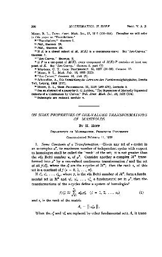 On Some Properties of One-Valued Transformations of Manifolds