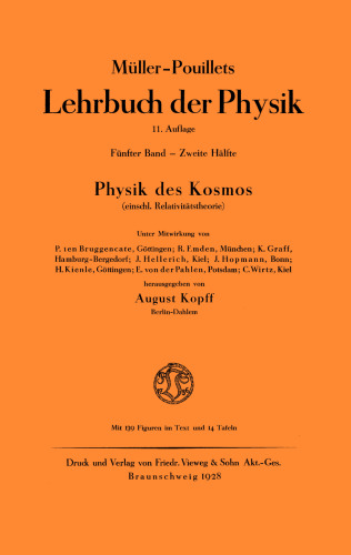 Müller-Pouillets Lehrbuch der Physik - Band V, 2. Teil: Physik des Kosmos