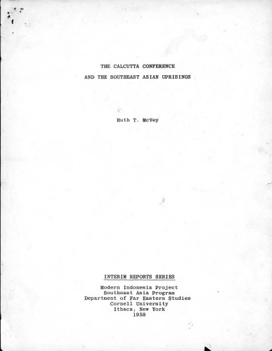 Calcutta Conference and the Southeast Asian Uprisings