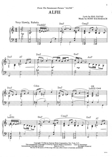 Intermediate Piano Solos of Bacharach and David