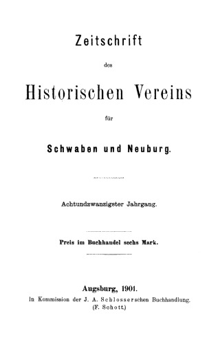 Zeitschrift des Historischen Vereins für Schwaben und Neuburg