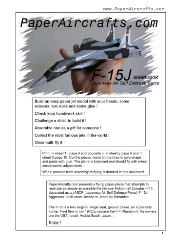 PaperAircrafts.com F-15J JASDF