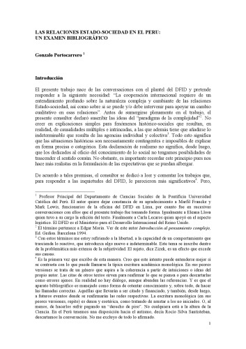 Las relaciones Estado-sociedad en el Perú : un examen bibliográfico