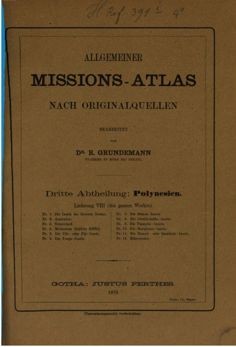 Allgemeiner Missions-Atlas / Polynesien