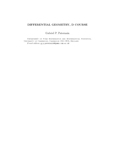 Differential Geometry, D Course