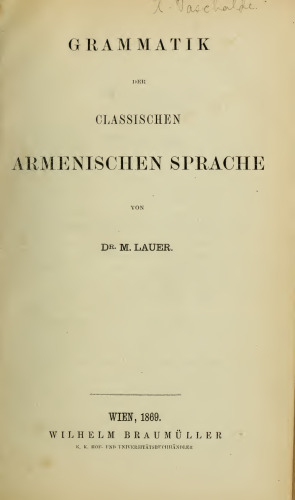 Grammatik der classischen armenischen Sprache