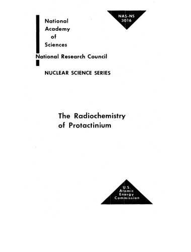 Radiochemistry of Proactinium NAS-NS-3016
