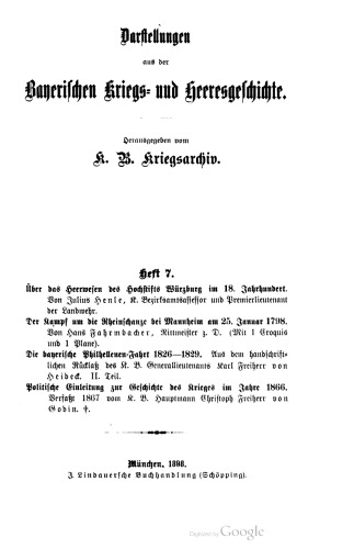 Darstellungen aus der bayerischen Kriegs- und Heeresgeschichte