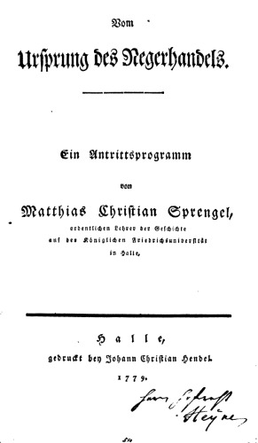 Über den Ursprung des Negerhandels