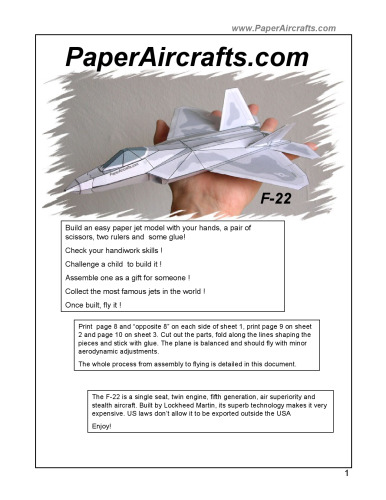 PaperAircrafts.com F-22