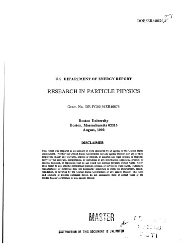 Research in Particle Physics [Boston Univ.]