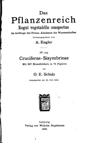 Pflanzenreich schulz cruciferae