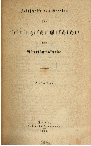 Zeitschrift des Vereins für Thüringische Geschichte und Altertumskunde