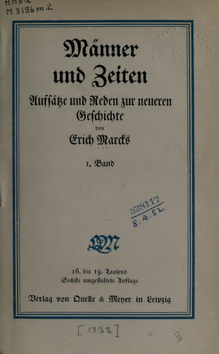 Männer und Zeiten: Aufsätze und Reden zur neueren Geschichte
