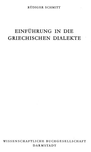 Einführung in die griechischen Dialekte