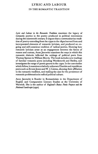 Lyric and Labour in the Romantic Tradition