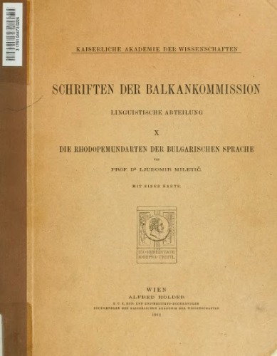 Die Rhodopemundarten der bulgarischen Sprache