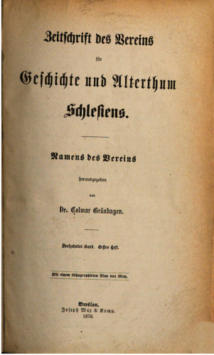 Zeitschrift des Vereins für Geschichte und Altertum Schlesiens