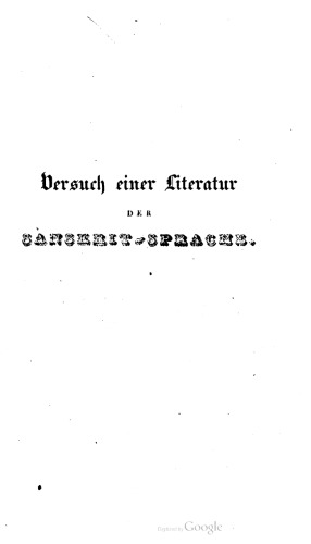 Versuch einer Literatur der Sanskrit-Sprache
