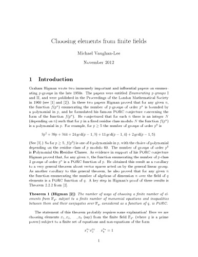 Choosing elements from finite fields [expository notes]