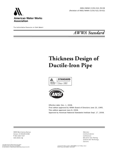 Thickness Design of Ductile-Iron Pipe