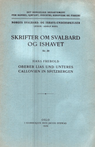 Oberer Lias und unteres Callovien in Spitzbergen