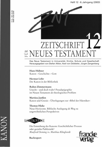 Zeitschrift für Neues Testament (ZNT). Heft 12