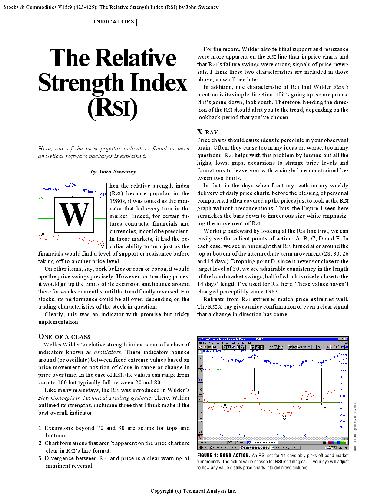 The Relative Strength Index (RSI)