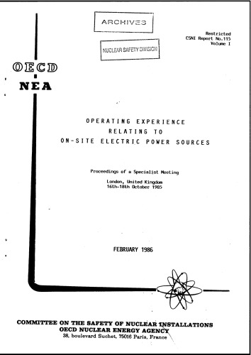 On-Site Electric Power Sources Vol 1 (csni86-115-vol1)