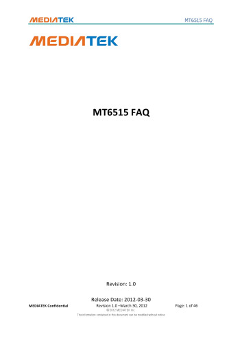 MT6515 FAQ
