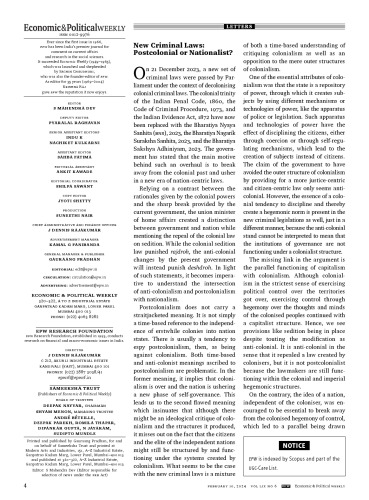February 10, 2024 Economic & Political Weekly - VOL 59, Issue No 6