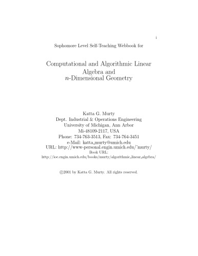 Computational and Algorithmic Linear Algebra and n-Dimensional Geometry