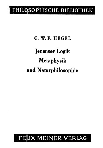 Jenenser Logik Metaphysik und Naturphilosophie