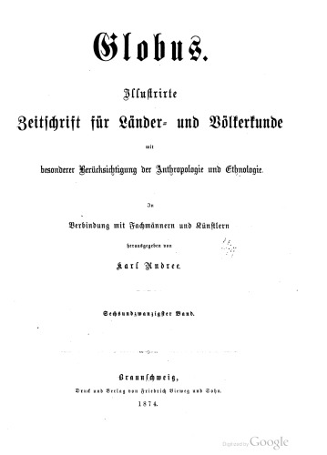 Globus. Illustrirte Zeitschrift für Länder- und Völkerkunde