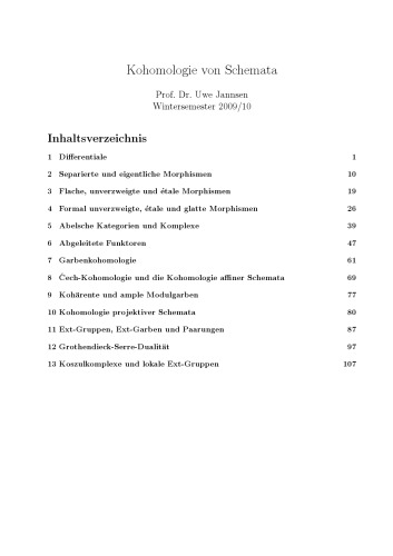 Kohomologie von Schemata WS 2009/2010