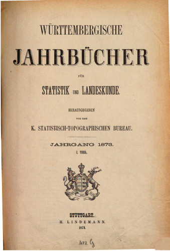 Württembergische Jahrbücher für Statistik und Landeskunde