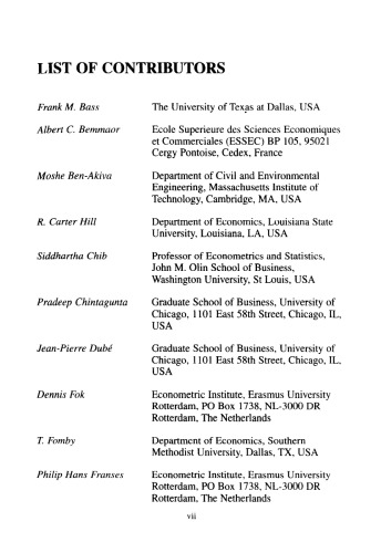 Econometric Models In Marketing. Volume 16.