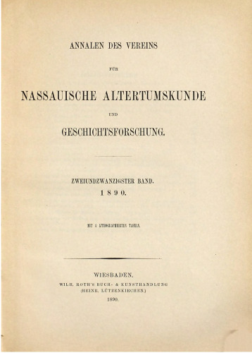Annalen des Vereins für Nassauische Altertumskunde und Geschichtsforschung